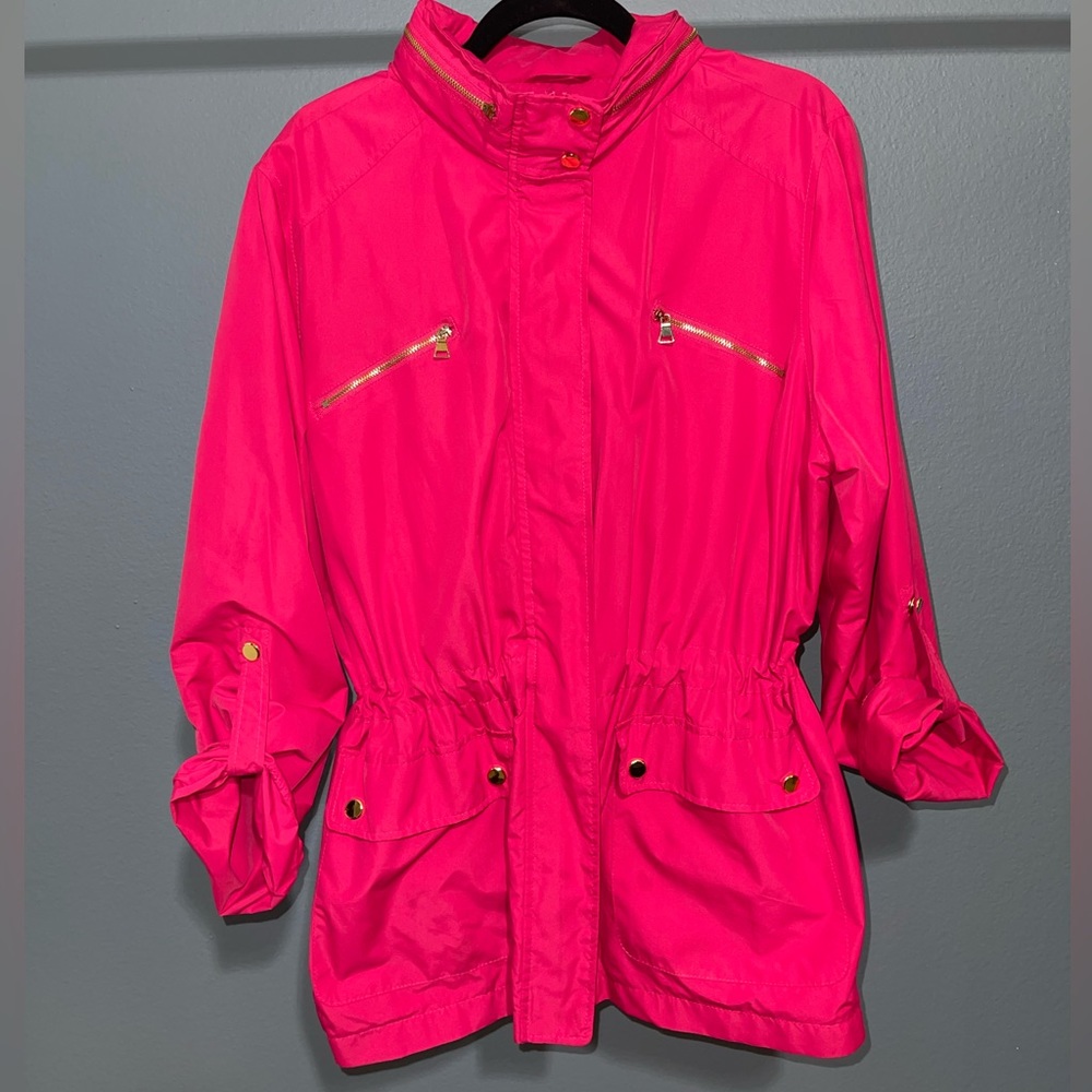 Pink Hooded Jacket with Gold Hardware. sz XL.